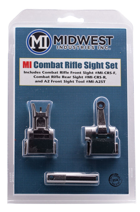 Midwest Industries MICRSSET Combat Rifle Flip-Up Front & Rear Sight Set Black for AR-15/M16/M4