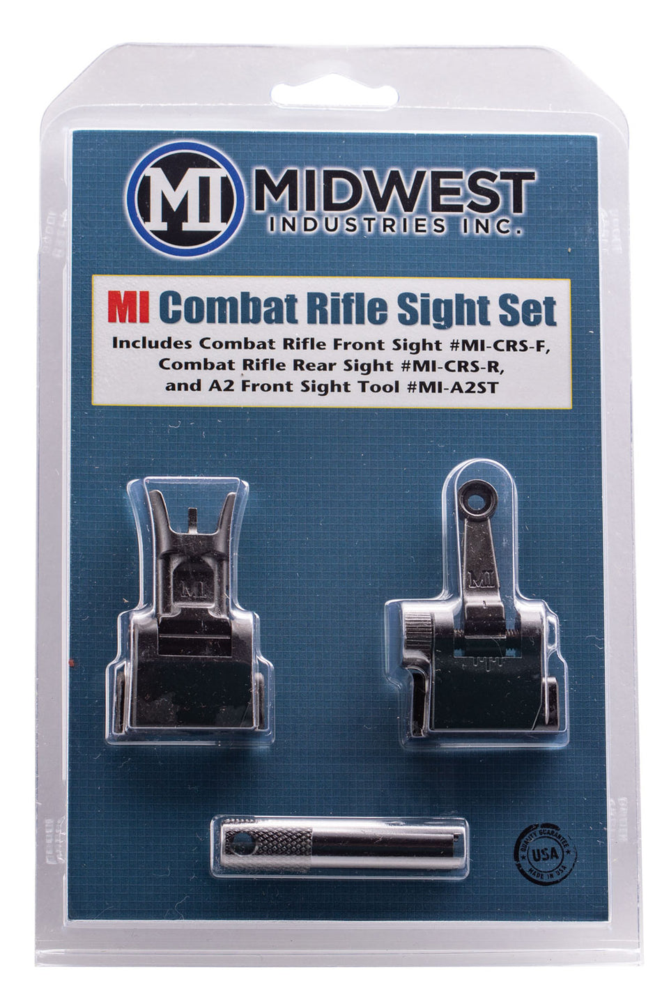 Midwest Industries MICRSSET Combat Rifle Flip-Up Front & Rear Sight Set Black for AR-15/M16/M4