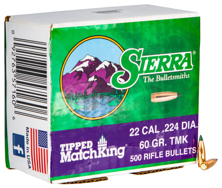 Sierra Tipped MatchKing 22Cal 60gr Match Projectiles 500/Box