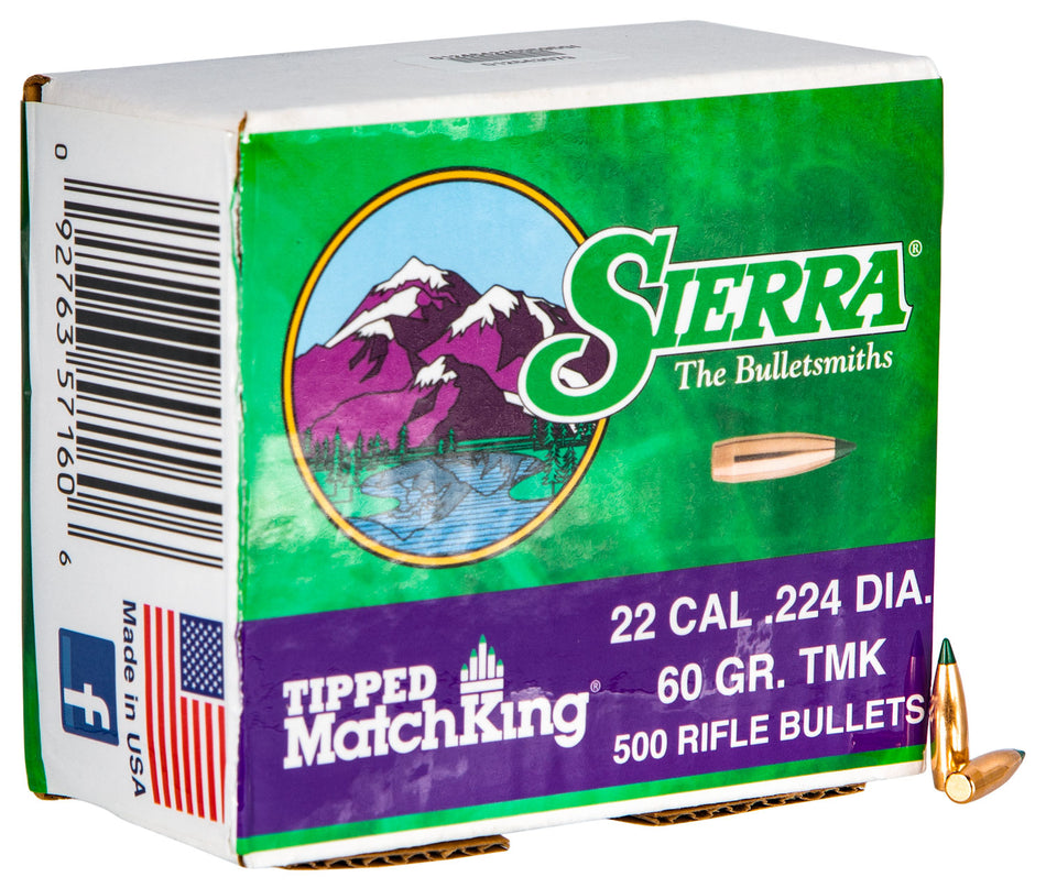 Sierra Tipped MatchKing 22Cal 60gr Match Projectiles 500/Box