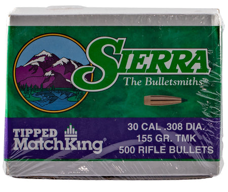 Sierra 7755C .30 Cal 155gr Tipped MatchKing Reloading Bullets 500/Box