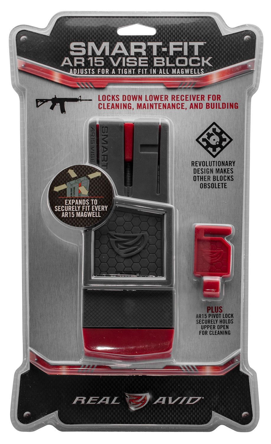Real Avid AVAR15SFVB Smart-Fit AR-15 Lower Receiver Vise Block Gray/Red Polymer 223 Rem/5.56 NATO