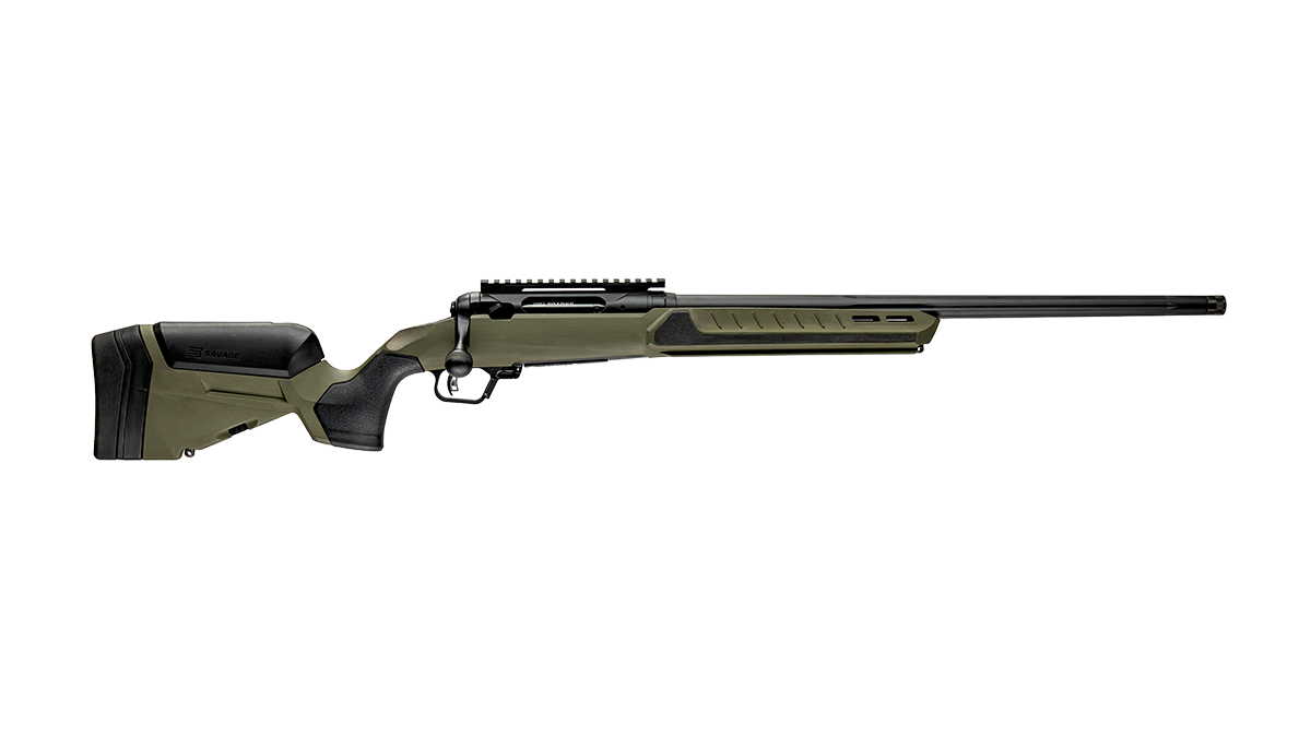 Savage Arms 32638 110 Core Predator Full Size 6.5 Creedmoor 10+1 22" Medium Heavy Fluted Barrel, Arca Rail Forend, Hunter Green AccuStock w/AccuFit V2 Synthetic Stock, Left Hand