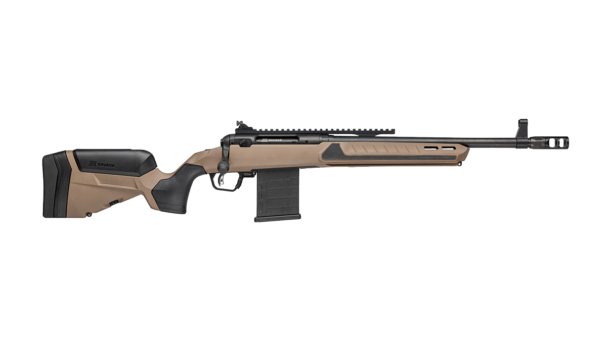 Savage Arms 32981 110 Scout V2 450 Bushmaster 4+1 16.50" Medium Heavy Profile Barrel, Arca Rail Forend, Coyote Tan AccuStock w/AccuFit V2 Synthetic Stock