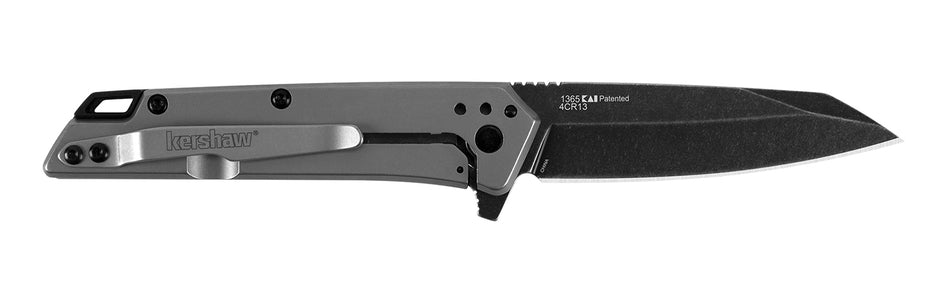 Kershaw 1365 Misdirect Folding Knife 2.90" Reverse Tanto BlackWash Black Oxide 4Cr14 Blade Gray Stainless Handle