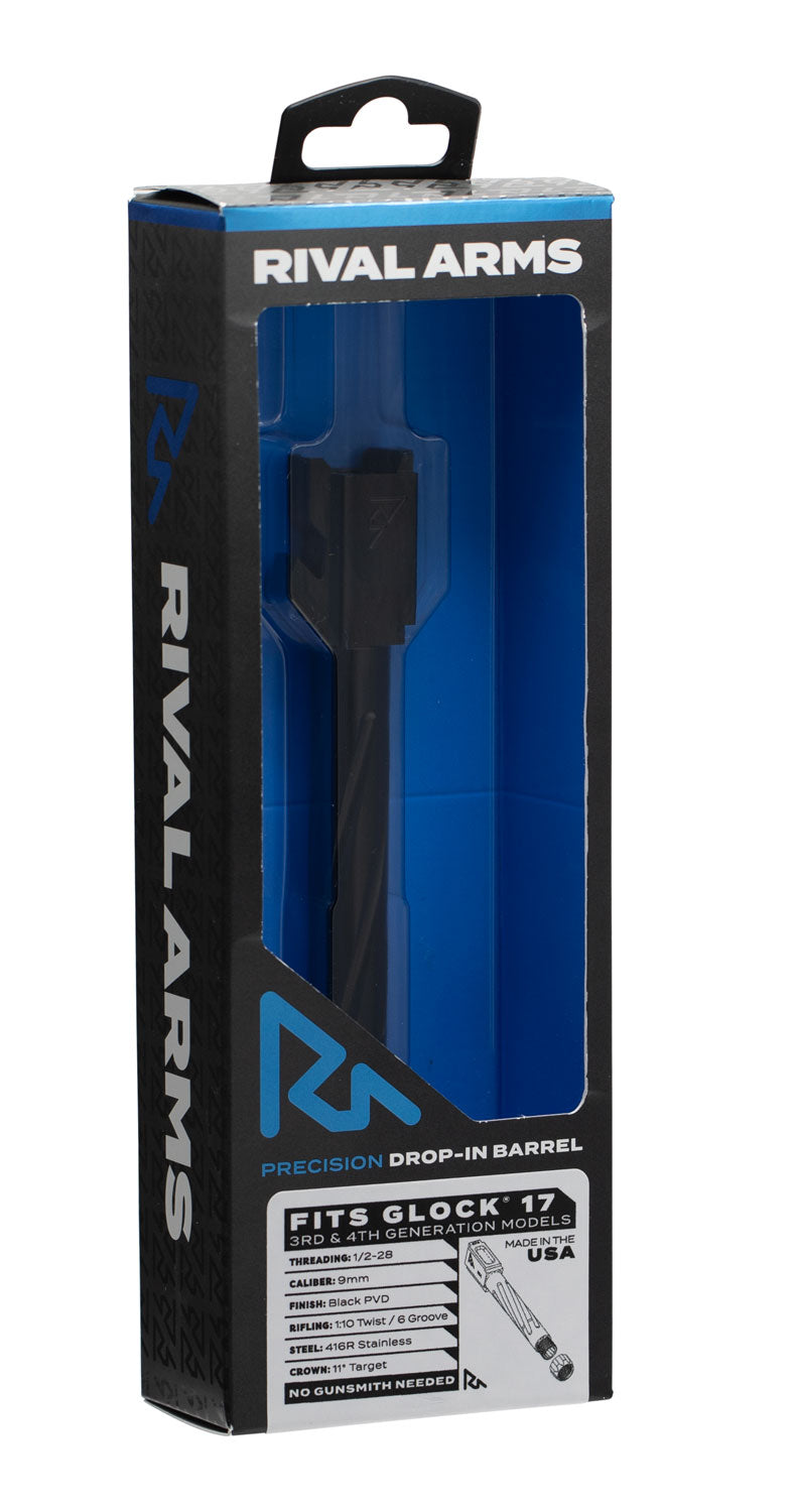 Rival Arms RA20G102A Precision Drop-In Barrel 9mm Luger 4.49" Black PVD 416R Stainless Steel Fluted Threaded for Glock 17 Gen3-4