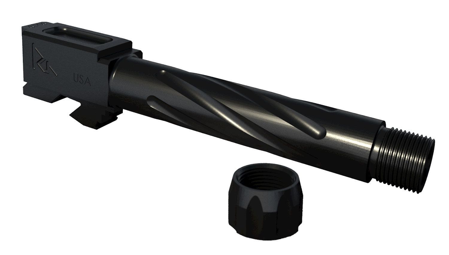 Rival Arms RA20G202A Precision Drop-In Barrel 9mm Luger 4.02" Black PVD 416R Stainless Steel Fluted Threaded for Glock 19 Gen3-4