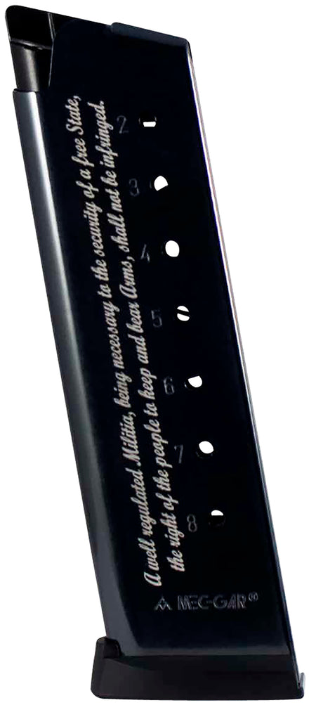 Mec-Gar MGCG45082A 8rd .45 ACP Blued Magazine for 1911 Government with 2nd Amendment Engraving