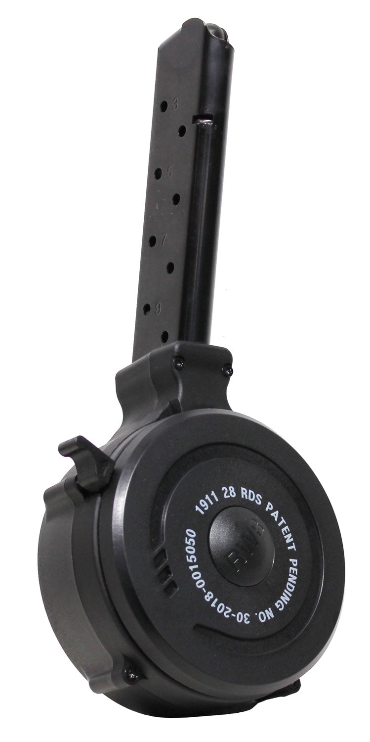 Iver Johnson Arms IJ1911DRUM45 1911 28rd Drum Magazine 45 ACP Black Metal