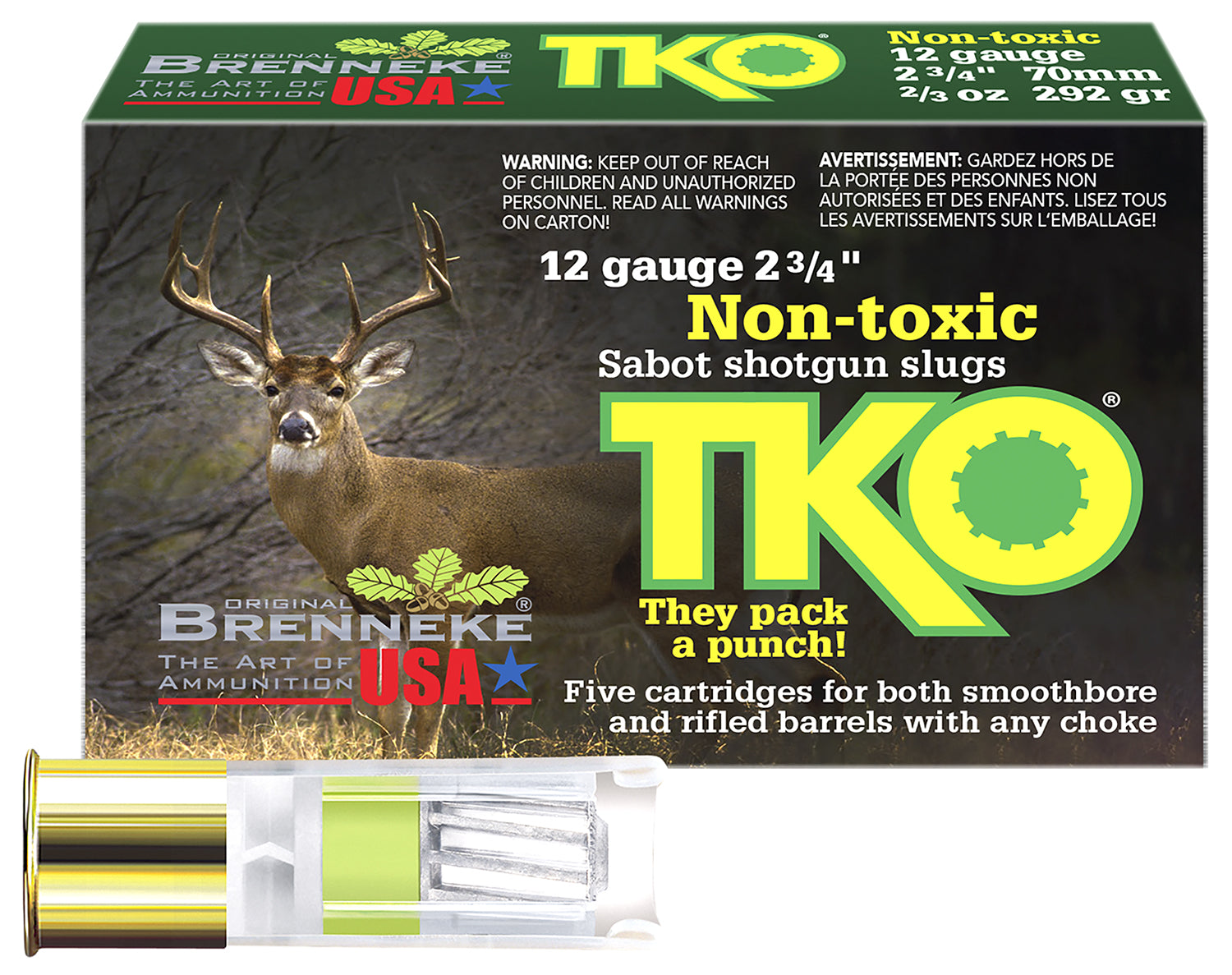 Brenneke Tin KnockOut Hunting 12 Gauge 2.75 in / 2.75 in Slug 2/3 oz