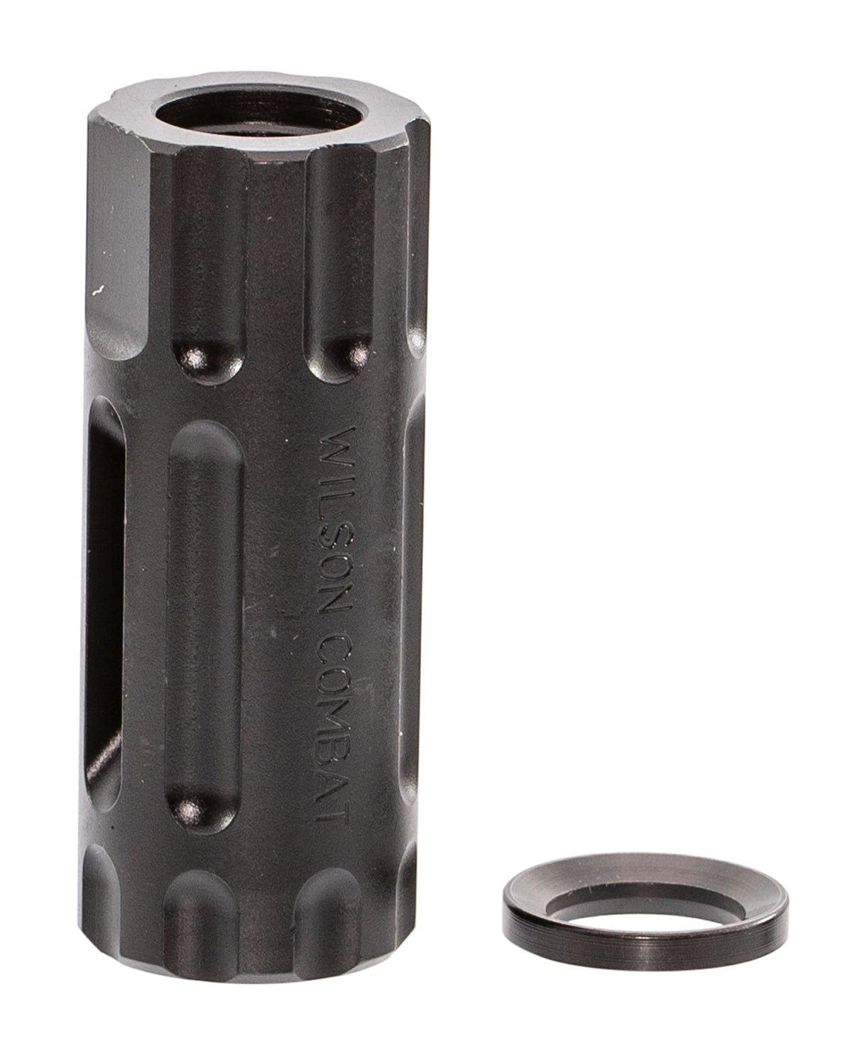 Wilson Combat TRQCOMP1/2X28 Q-Comp Muzzle Brake 1/2"-28 tpi Black Melonite Steel 5.56x45mm