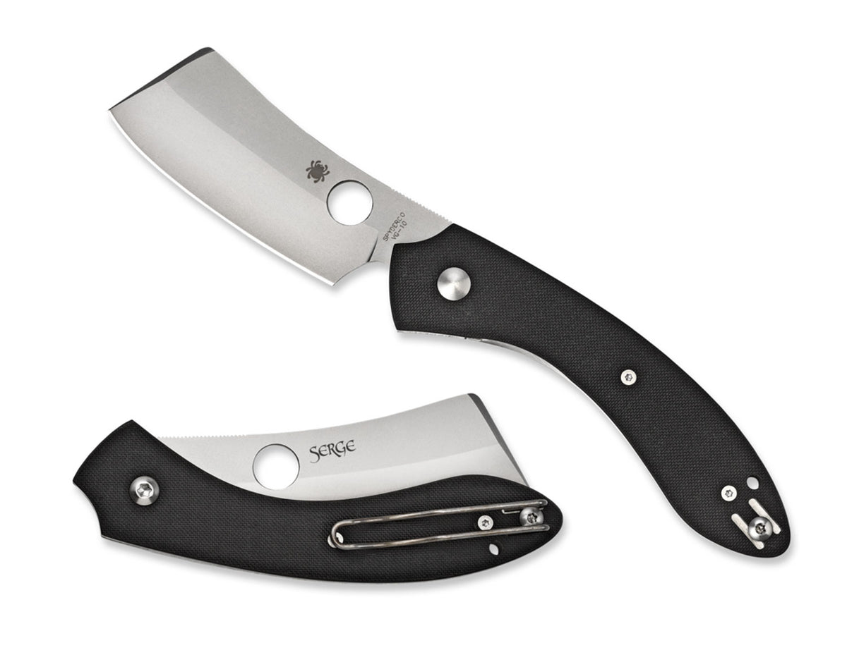 Spyderco C177GP ROC 3.07" Folding Cleaver Plain Matte Gray VG-10 SS Blade Black G10 Handle with Pocket Clip