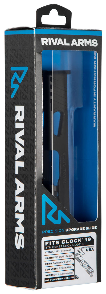 Rival Arms RA10G206A Precision Slide A1 Docter Cut Black QPQ Stainless Steel for Glock 19 Gen4