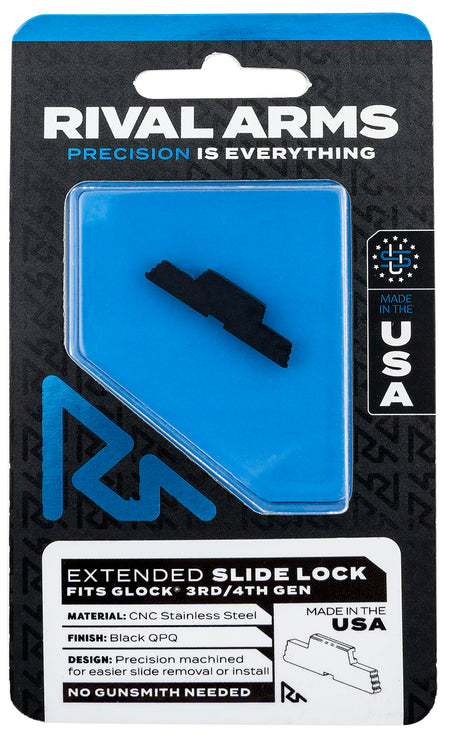 Rival Arms RA80G001A Extended Slide Lock for Glock Gen3-4 Stainless Steel