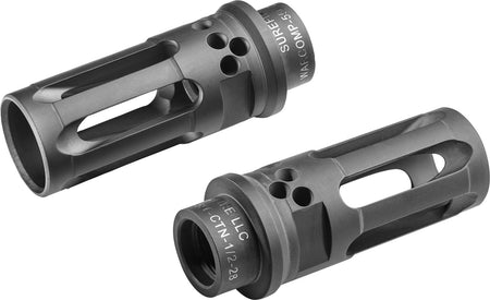 SureFire WARCOMP556CTN1228 Warcomp Closed Tine Flash Hider 5.56mm, 1/2"x28, Black DLC Stainless