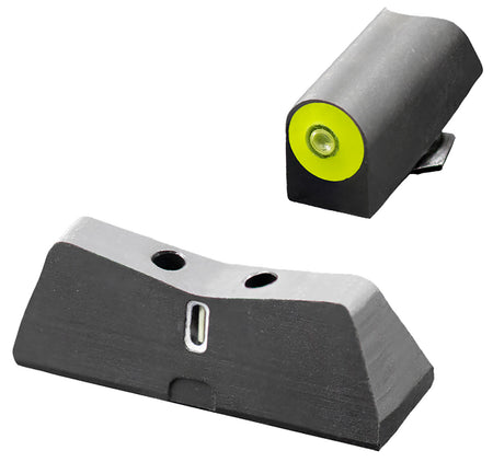 XS Sights GL0011S5Y DXT2 Big Dot Night Sights for Glock - Green Tritium Yellow Outline Front