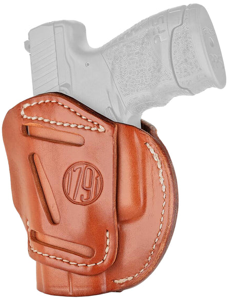 1791 Gunleather 3-Way IWB/OWB Size 03 Classic Brown Leather Belt Loop Holster - Fits Glock 26, Ruger LC9, S&W M&P Shield, Ambidextrous