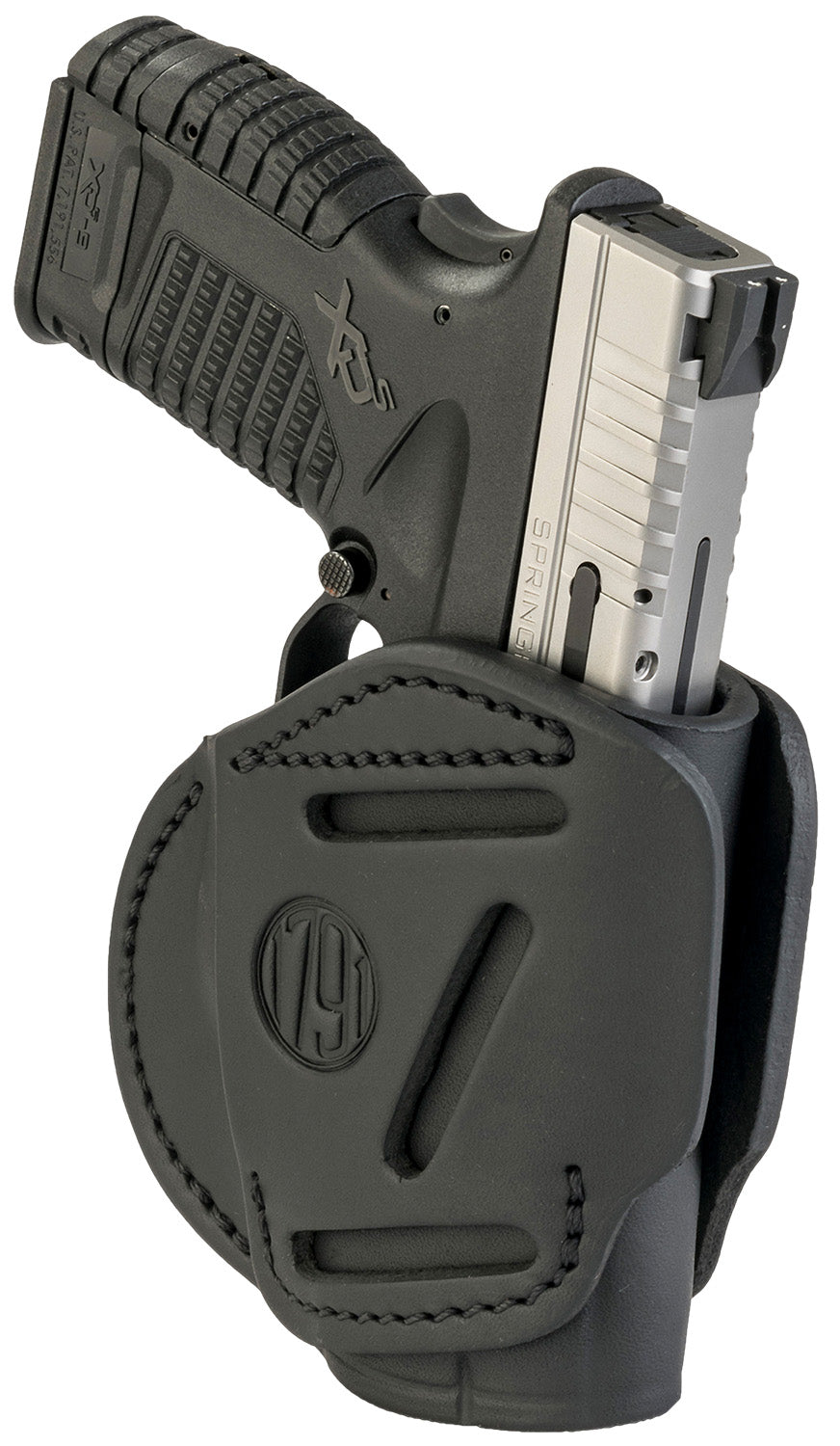 1791 Gunleather 3-Way IWB/OWB Size 04 Stealth Black Leather Belt Loop Holster - Fits Walther PPS, Taurus G2C, Springfield XD/XDS, Ambi