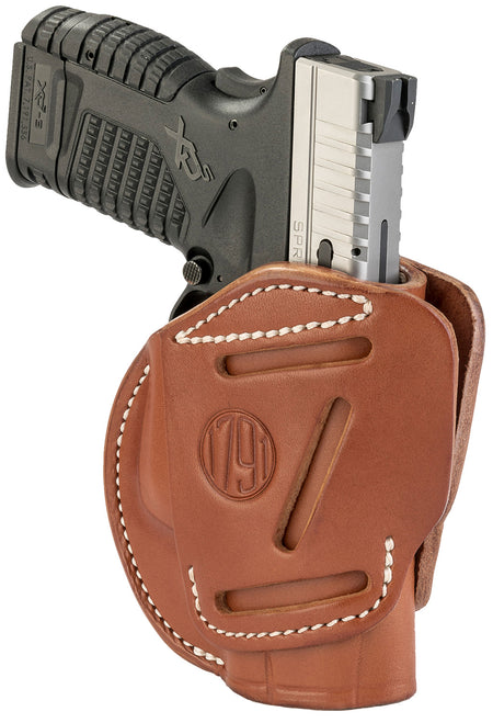 1791 Gunleather 3-Way IWB/OWB Size 04 Classic Brown Leather Belt Loop Holster - Fits Walther PPS, Taurus G2C, Springfield XD/XDS, Ambi