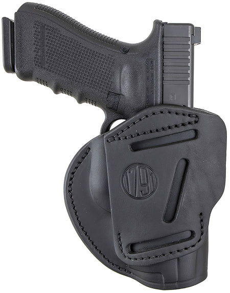 1791 Gunleather 3-Way IWB/OWB Size 05 Stealth Black Leather Belt Loop Holster - Fits Glock 17, Springfield XD, S&W M&P, HK VP9, Ambi