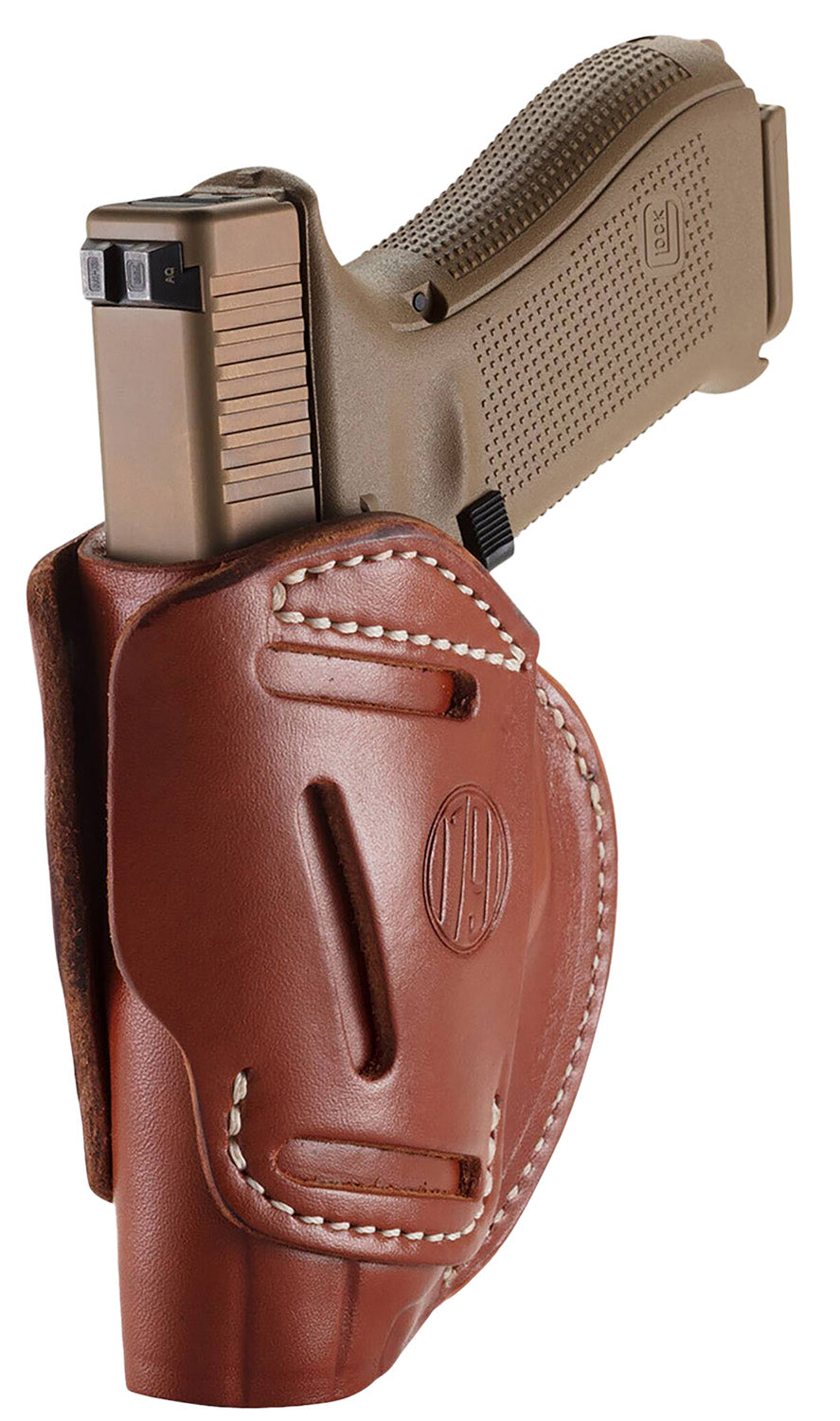 1791 Gunleather 3-Way IWB/OWB Size 05 Classic Brown Leather Belt Loop Holster - Fits Glock 17, Springfield XD, S&W M&P, HK VP9, Ambi