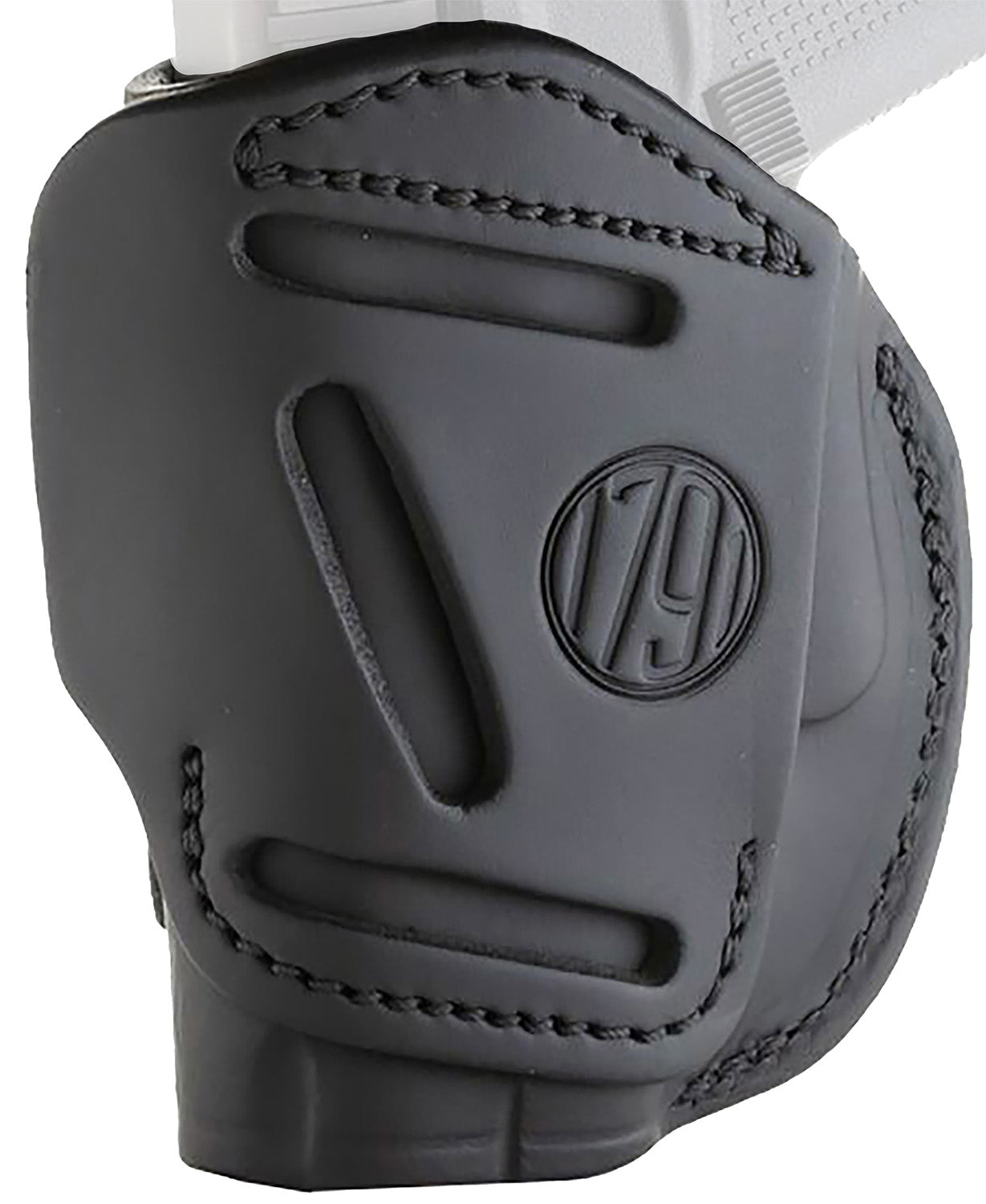 1791 Gunleather 4-Way IWB/OWB Size 02 Stealth Black Leather Belt Clip Holster - Fits Glock 42/43/43X, Ruger LCP, S&W Bodyguard, Right Hand