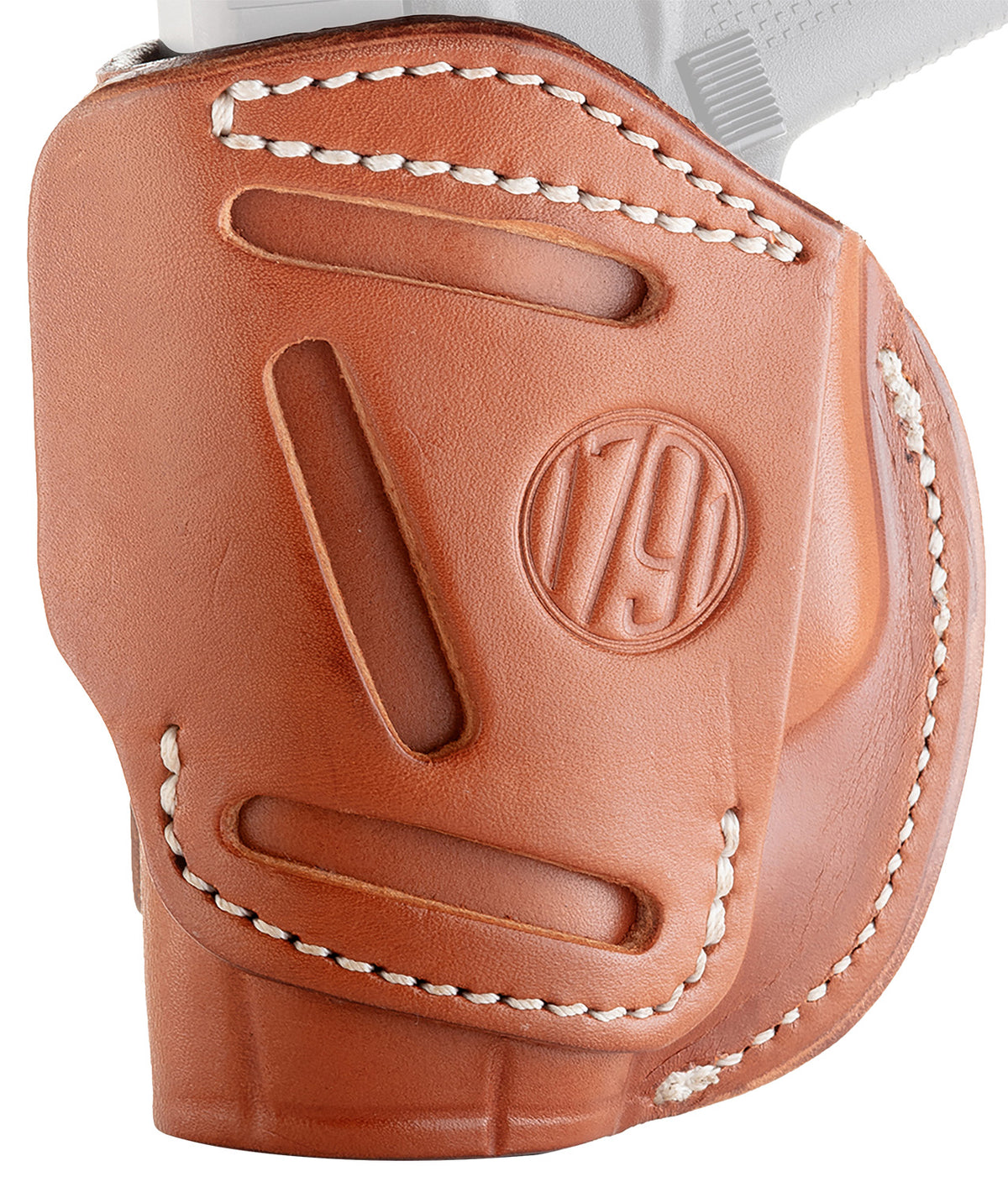 1791 Gunleather 4-Way IWB/OWB Size 02 Classic Brown Leather Belt Clip Holster - Fits Glock 42/43/43X, Ruger LCP, S&W Bodyguard, Right Hand