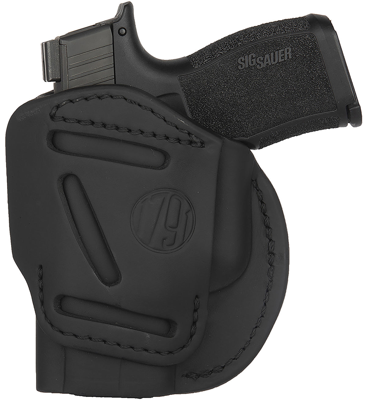 1791 Gunleather 4-Way IWB/OWB Size 03 Stealth Black Leather Belt Clip Holster - Fits Glock 26, Ruger LC9, S&W M&P Shield 2.0 9/40, Right Hand