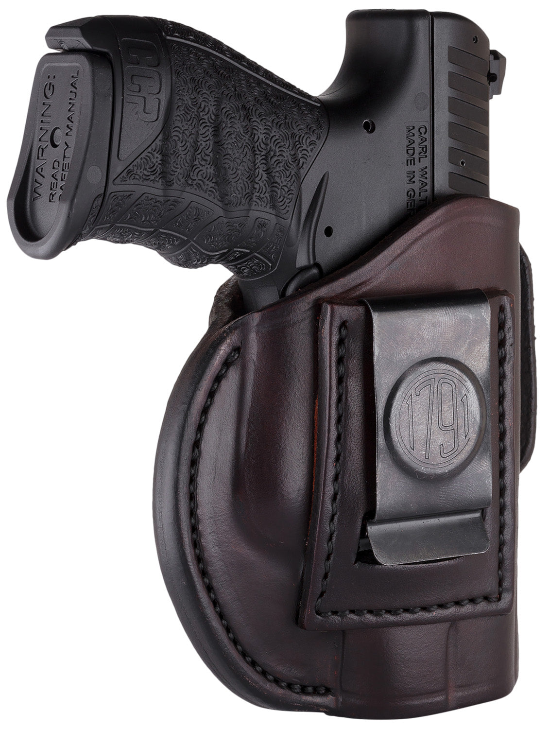 1791 Gunleather 4-Way IWB/OWB Size 03 Signature Brown Leather Belt Clip Holster - Fits Glock 26, Ruger LC9, S&W M&P Shield 2.0 9/40, Right Hand