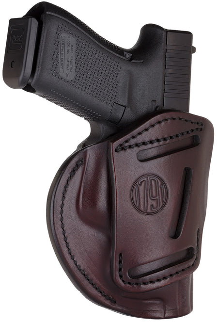 1791 Gunleather 4-Way IWB/OWB Size 05 Signature Brown Leather Belt Clip Holster - Fits S&W M&P, Springfield XD, Glock 17, HK VP9