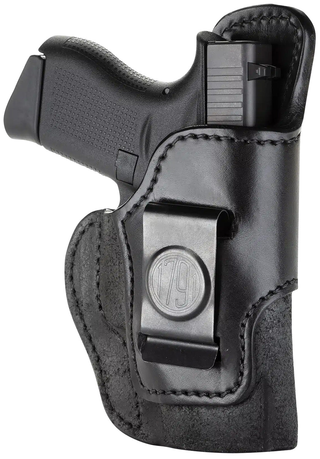 1791 Gunleather RCH IWB Size 03 Black Leather Holster Belt Clip Ruger LC9/1911/Glock 43/43X Right Hand