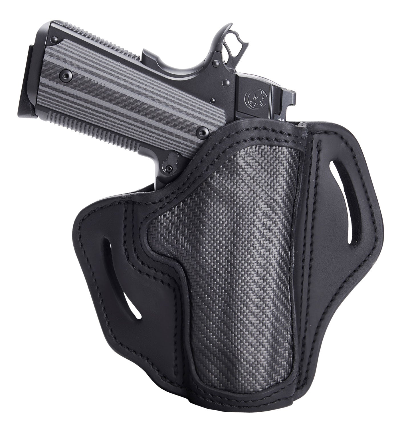 1791 Gunleather CFBH1SBLR BH1 OWB 01 Stealth Black Carbon Fiber Leather Belt Slide Holster for 1911 Right Hand