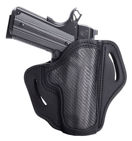 1791 Gunleather CFBH1SBLR BH1 OWB 01 Stealth Black Carbon Fiber Leather Belt Slide Holster for 1911 Right Hand