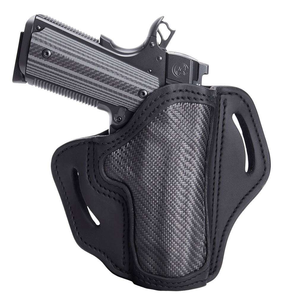 1791 Gunleather CFBH1SBLR BH1 OWB 01 Stealth Black Carbon Fiber Leather Belt Slide Holster for 1911 Right Hand