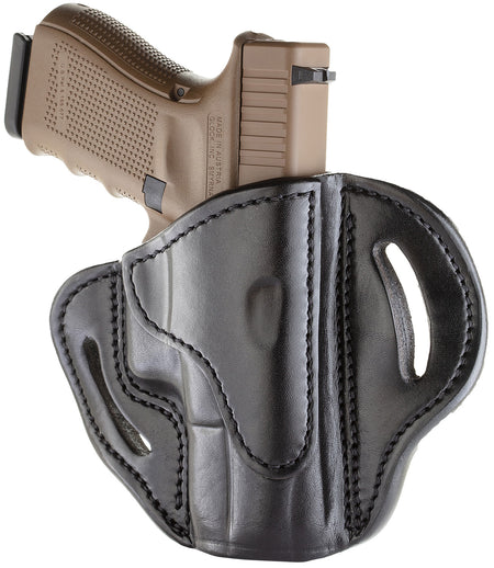 1791 Gunleather BH2.1 OWB Size 2.1 Stealth Black Leather Belt Holster for Glock 17/S&W Shield/XD Right Hand
