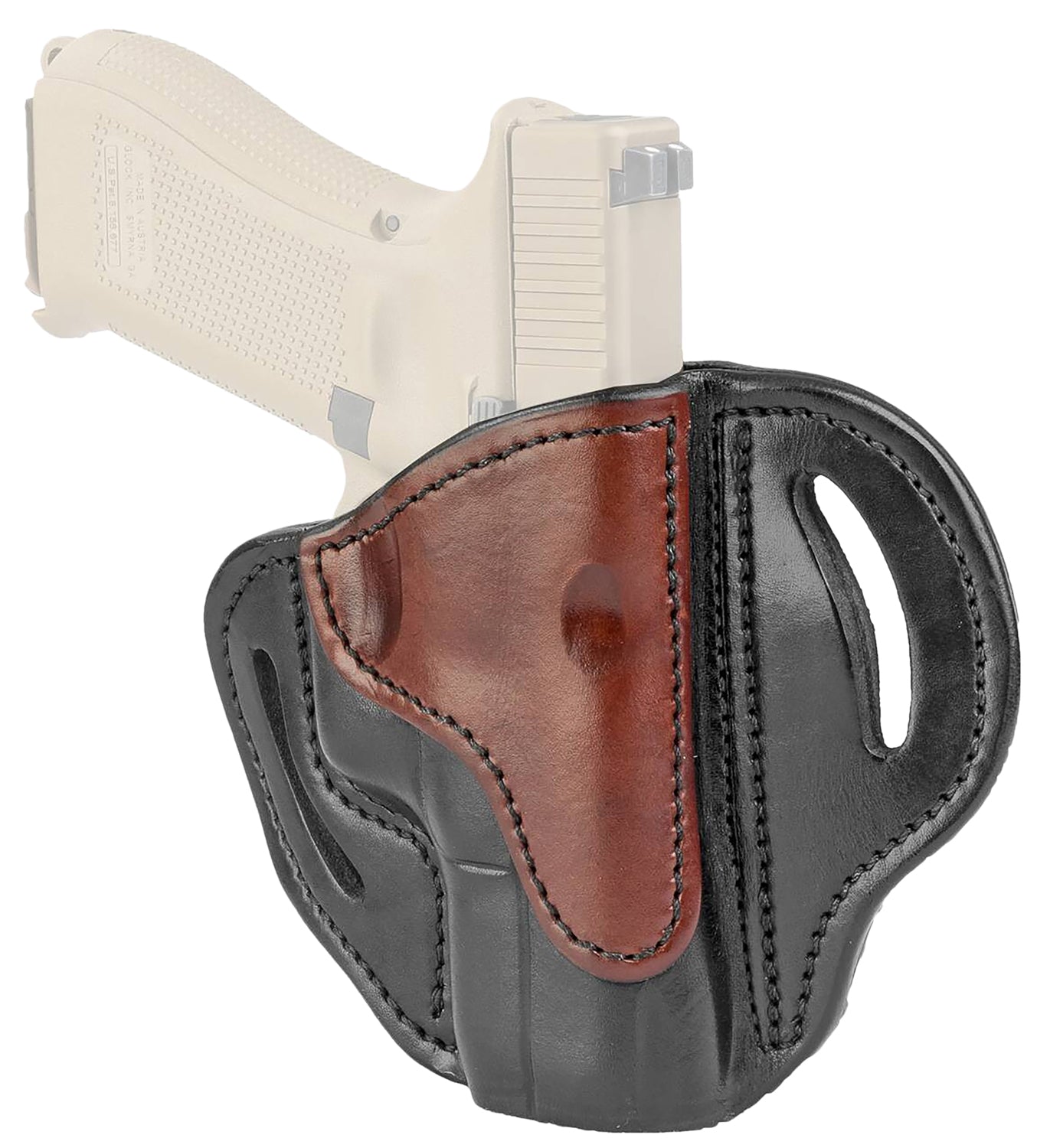 1791 Gunleather BH2.1 OWB Size 2.1 Black/Brown Leather Belt Holster for Glock 17/Shield/XD Right Hand