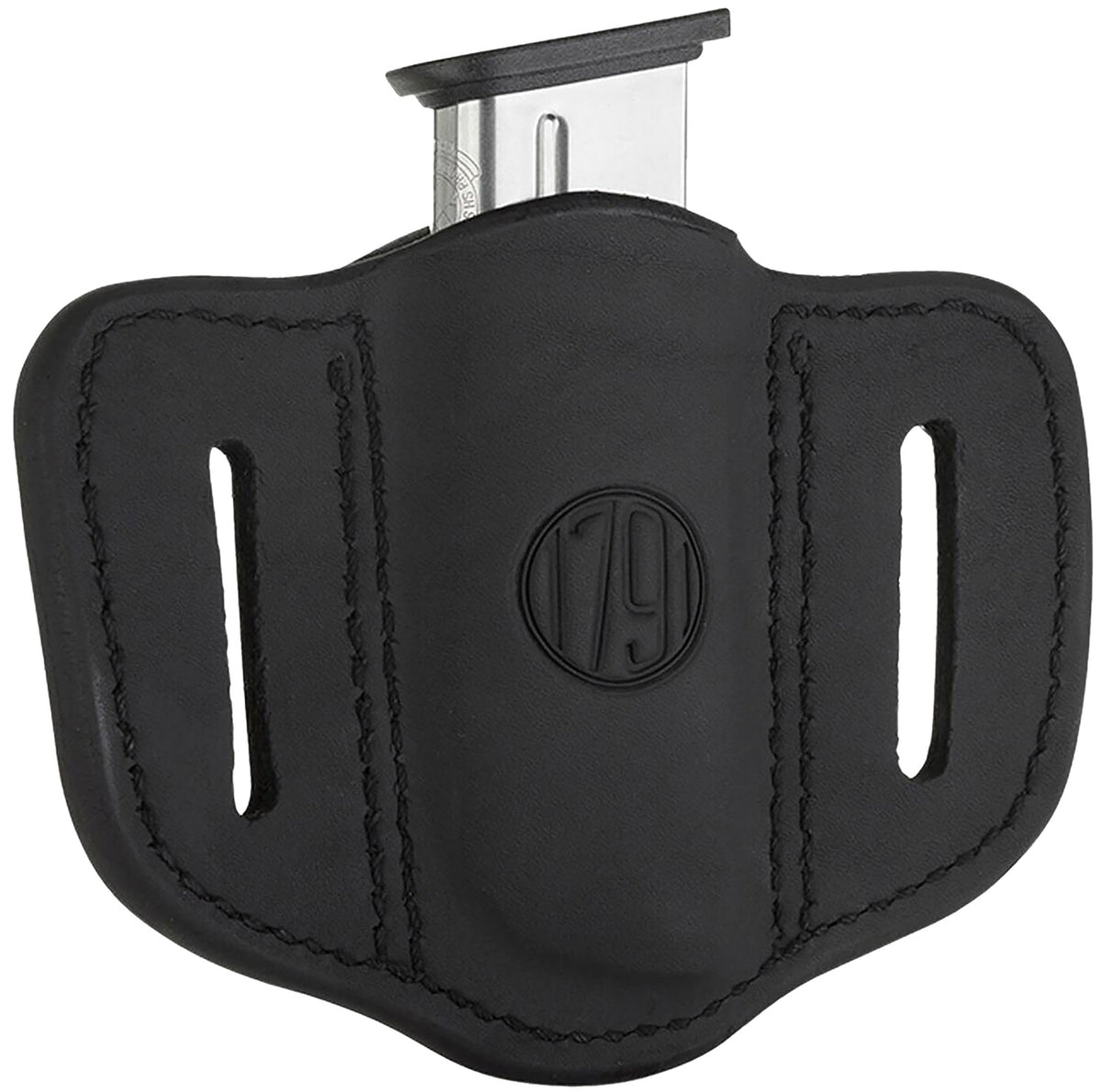 1791 Gunleather MAG1.1 Single Mag Holster Stealth Black Leather Belt Slide Single Stack Ambidextrous