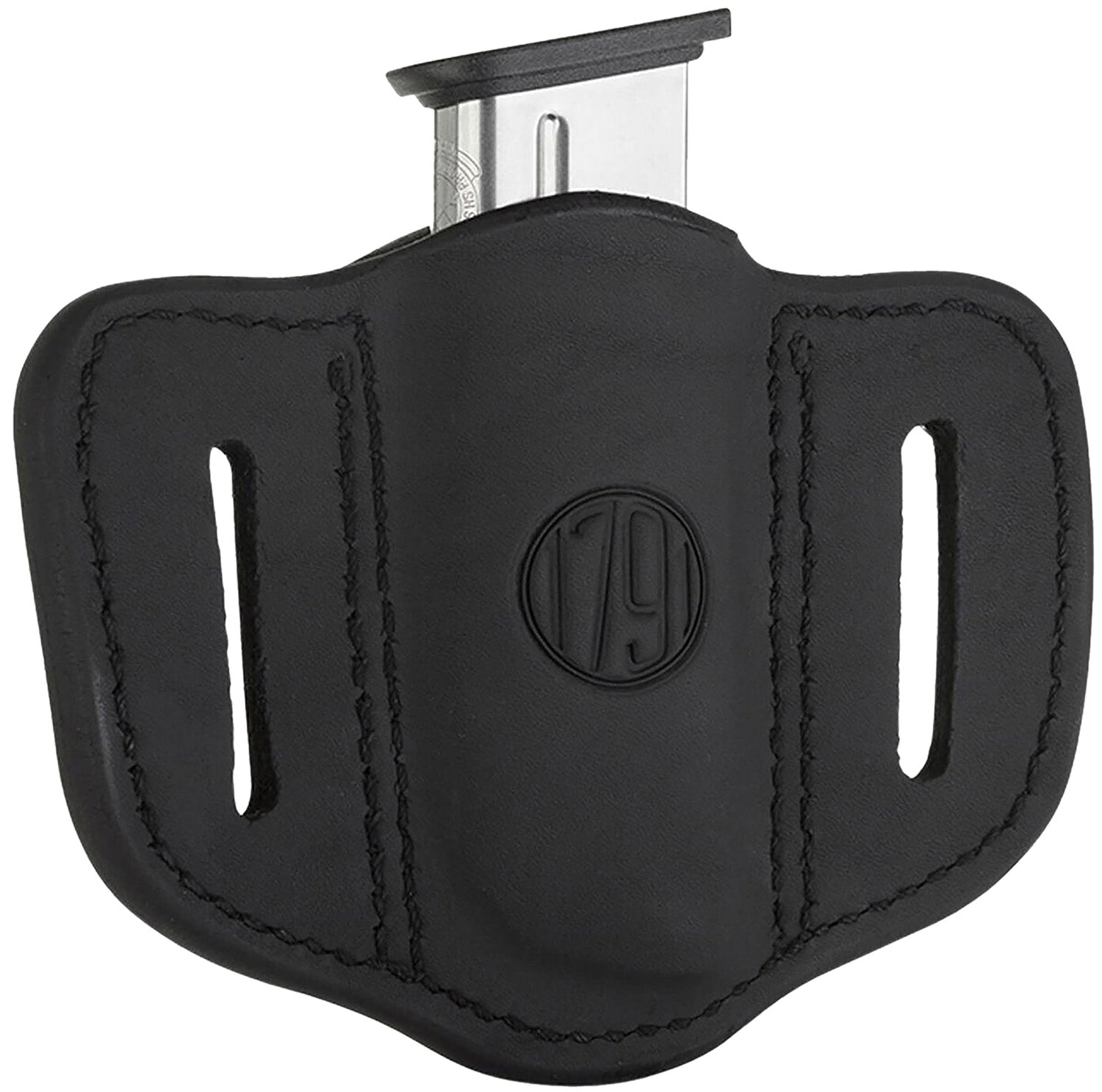 1791 Gunleather MAG1.1 Single Mag Holster Stealth Black Leather Belt Slide Single Stack Ambidextrous