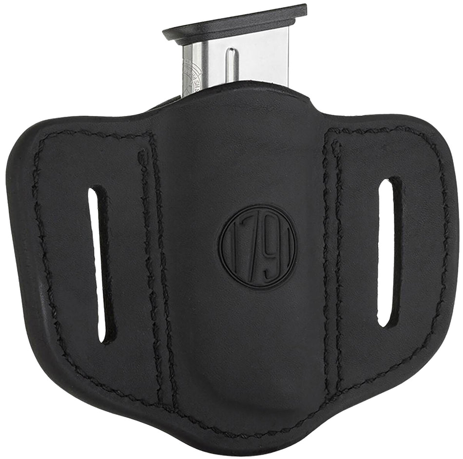 1791 Gunleather MAG1.1 Single Mag Holster Stealth Black Leather Belt Slide Single Stack Ambidextrous