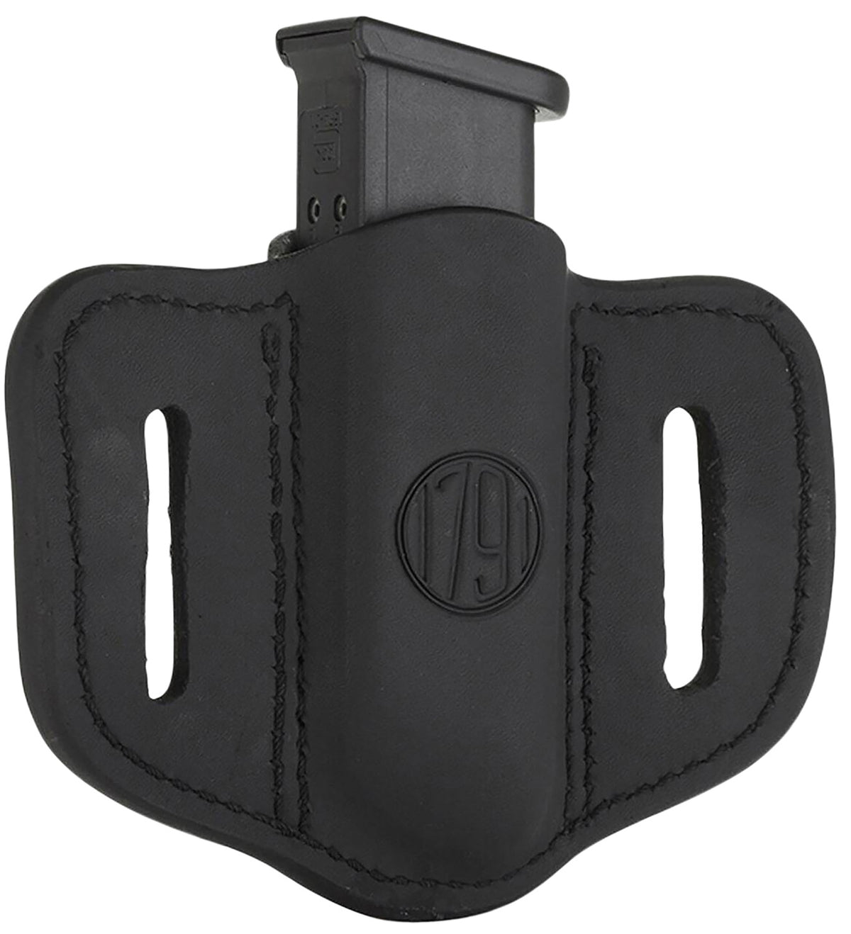 1791 Gunleather MAG1.2 Double Stack Mag Holster Stealth Black Leather Belt Slide Ambidextrous