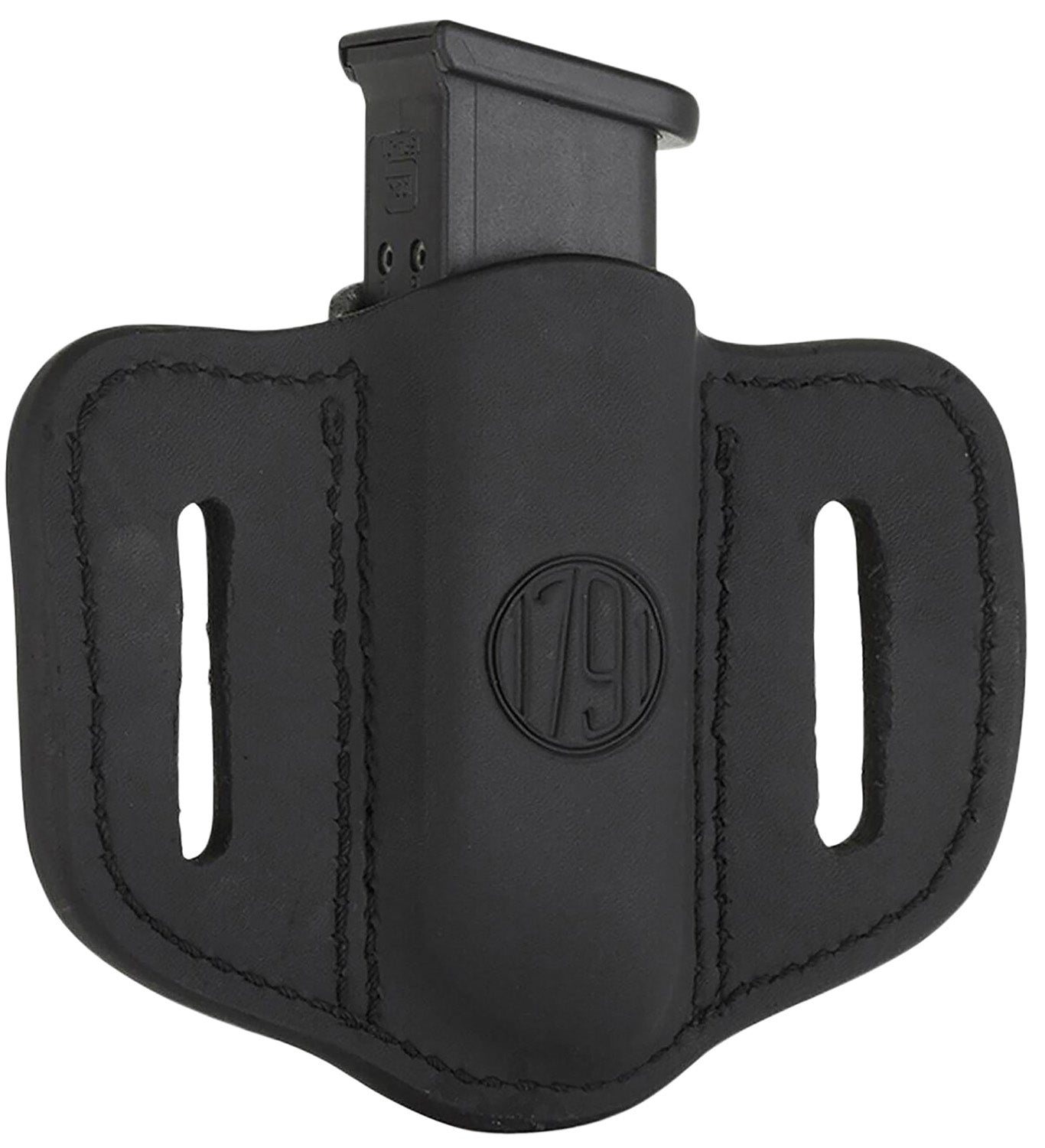 1791 Gunleather MAG1.2 Double Stack Mag Holster Stealth Black Leather Belt Slide Ambidextrous