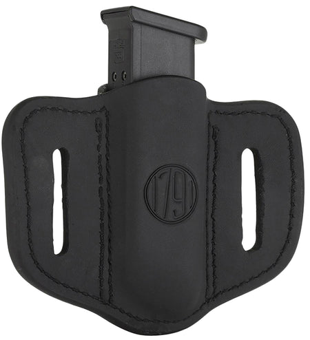 1791 Gunleather MAG1.2 Double Stack Mag Holster Stealth Black Leather Belt Slide Ambidextrous