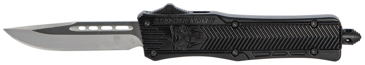 CobraTec CTK-1 Small SBCTK1SDNS 2.75" OTF Drop Point Plain D2 Steel Blade Black Aluminum Handle Glass Breaker