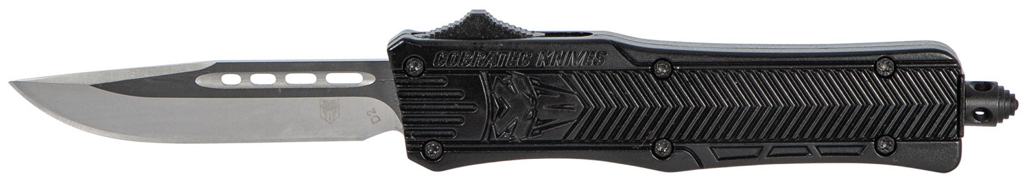 CobraTec CTK-1 Small SBCTK1SDNS 2.75" OTF Drop Point Plain D2 Steel Blade Black Aluminum Handle Glass Breaker