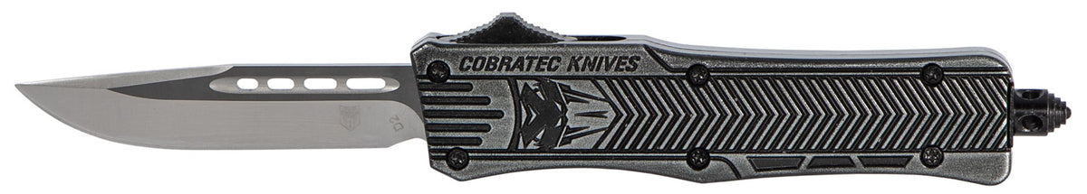 CobraTec CTK-1 Small SSWCTK1SDNS 2.75" OTF Drop Point Plain D2 Steel Blade Black Stonewashed Aluminum Handle Glass Breaker