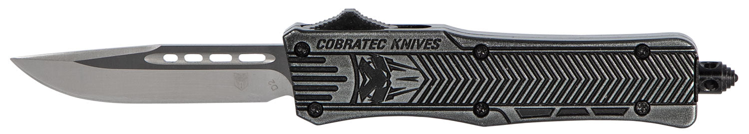CobraTec CTK-1 Small SSWCTK1SDNS 2.75" OTF Drop Point Plain D2 Steel Blade Black Stonewashed Aluminum Handle Glass Breaker