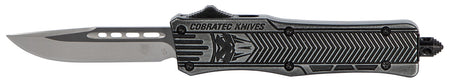 CobraTec CTK-1 Small SSWCTK1SDNS 2.75" OTF Drop Point Plain D2 Steel Blade Black Stonewashed Aluminum Handle Glass Breaker