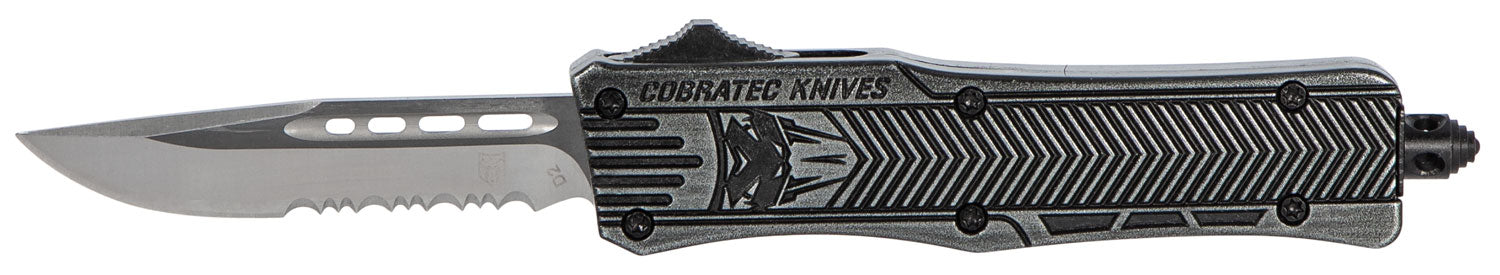 CobraTec CTK-1 Small SSWCTK1SDS 2.75" OTF Part Serrated D2 Steel Blade Black Stonewashed Aluminum Handle Glass Breaker