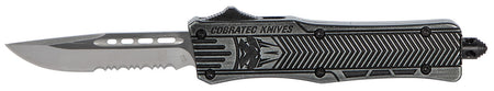 CobraTec CTK-1 Small SSWCTK1SDS 2.75" OTF Part Serrated D2 Steel Blade Black Stonewashed Aluminum Handle Glass Breaker