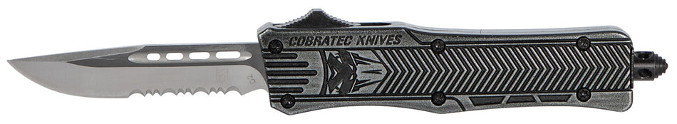 CobraTec CTK-1 Small SSWCTK1SDS 2.75" OTF Part Serrated D2 Steel Blade Black Stonewashed Aluminum Handle Glass Breaker